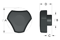 3L4 Triangle 3-Lobe Knob